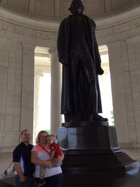 A photo of us in front of the Jefferson Memorial